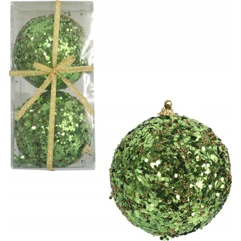 Vánoční dekorace Sada 2 polystyrenových koulí 10 cm zelené