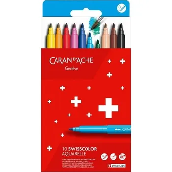 Akvarelové Fixy CARAN D'ACHE Swisscolor, 10 ks , mix barev