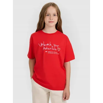 Dívčí oblečení Dětské bavlna tričko 4F červené, velikost 152