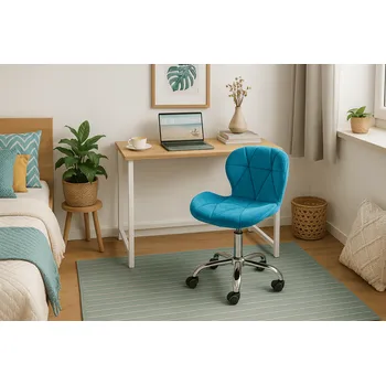 Jídelní stůl Set do pracovny ZARIMO stůl 80x40 cm bílý + křeslo AVOLA VELVET modré