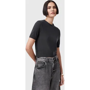 Vlněné tričko AllSaints ELSIE dámské, černá barva, hladká, W068KC 99X, vel. L