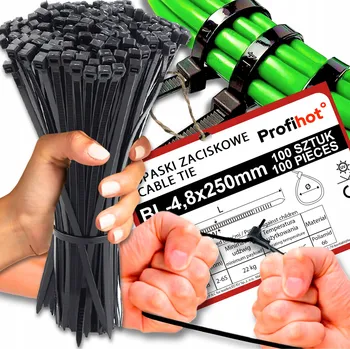 Organizace kabelů Stahovací pásky, stahovací STAHOVACÍ PÁSKY sada, černé, UV, 4,8x400, 100 ks