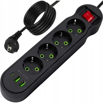 Napájecí kabel Prodlužovací Kabel přívod s lištou Blow 5 m, 4 ks, černý