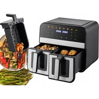 fritéza BEZTUKOVÁ HORKOVZDUŠNÁ FRITÉZA AIR FRYER DVOJITÁ FRITÉZA 9L SE DVĚMA KOŠI