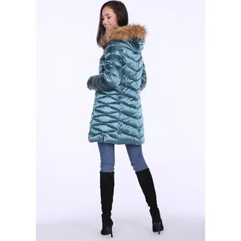 Pánská bunda Perso Zimní bunda casual ze sztucznym futerkiem Zelená Slim Fit XXXL