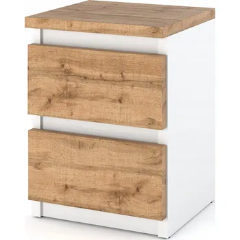Noční stolek Noční stolek se zásuvkami Stiv-Meble bílá-dub wotan 30x30x40 cm