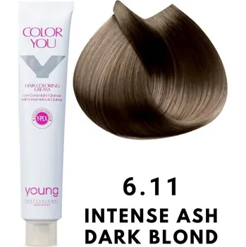 Barva na vlasy Young Barva na vlasy 6.11 (Tmavý blond popelavý) 100 ml
