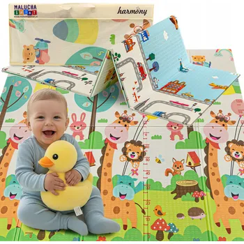 Hračka pro kojence Vzdělávací podložka skládací Harmony pěnová oboustranná 180x200 cm