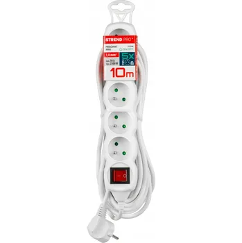 Napájecí kabel Prodlužovací Kabel přívod Strend Pro 10 m, 5 ks, bílý