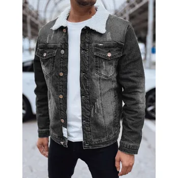 Pánská casual bunda Pánská zateplená černá džínová bunda TX4728 Velikost: 2XL