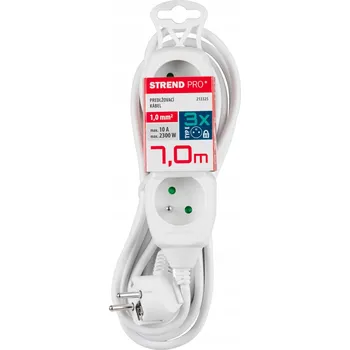 Napájecí kabel Prodlužovací Kabel do zásuvky Strend Pro 7 m, 3 ks, bílý
