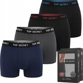 Boxerky TOP SECRET Pánské bavlněné boxerky 4 kusy, velikost XL