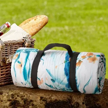 Pikniková deka Pikniková deka 135 x 140 cm - bílá s motivem květin Šírka: 135 cm | Dĺžka: 140 cm