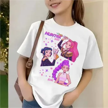 KPop Demon Hunters (Lovkyně démonů) KPop Demon Hunters dětské bílé tričko s potiskem Motiv: 63678, Velikost: 110