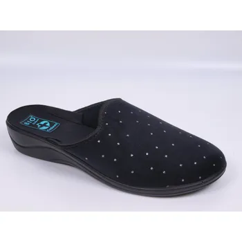 Dámská obuv Dámské pantofle přezůvky ADANEX Silvia 29856 černé se stříbrnými tečkami plná špička velikost: 38