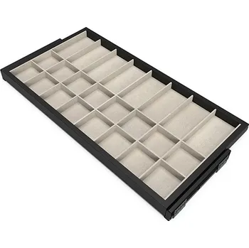 Nábytkové kování Wireli Výsuvný pořadač na doplňky HACK, 860-894x434x56 mm, černý epoxid, šedá
