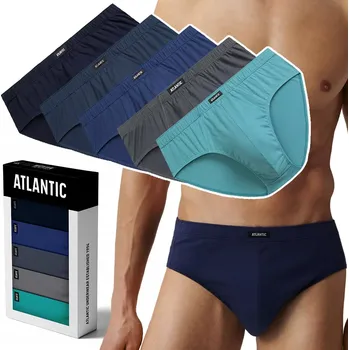 Slipy ATLANTIC 5SMP-003 pánské slipy slipy 100% bavlna klasické 5 PÁRŮ - XL