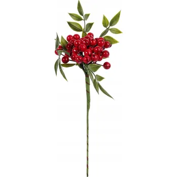umělá květina JASANOVÁ VĚTVIČKA ČERVENÉ KOULE 34CM DOPLŇEK NA ARANŽOVÁNÍ UMĚLÉ KVĚTINY