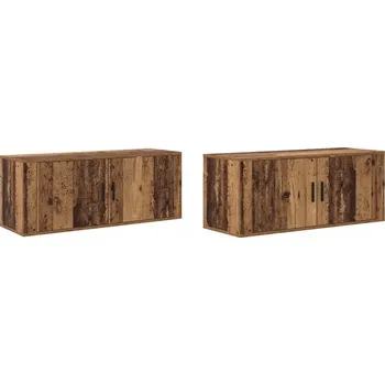 Televizní stolek Nástěnný TV skříňový set 2 pcs Staré dřevo 100 x 34,5 x 40 cm