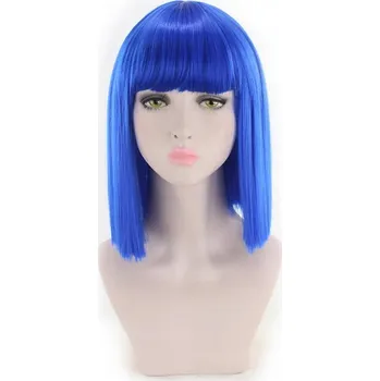 Paruka Korbi paruka polodlouhé vlasy modrá kudrnaté