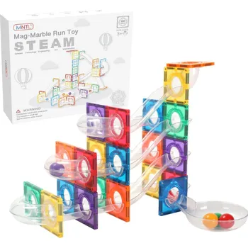 ostatní stavebnice MNTL Magnetická stavebnice Marble run toy, transparentní, 100 ks