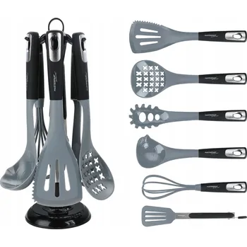 Sada kuchyňského náčiní 7 ks. KOMPLET Lžíce Metlička Kleště Stojan