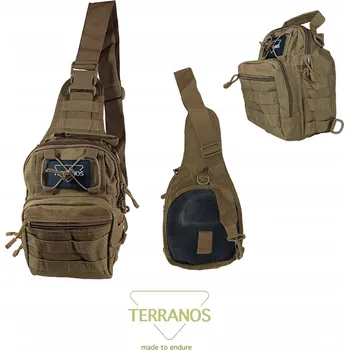 Taktická taška přes rameno, vojenská kapsa sportovní khaki TERRANOS RAPIDLOOP