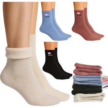Dámské ponožky 4 páry Dámské beztlakové bavlněné ponožky bez lemu zateplené zimní