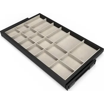 Nábytkové kování Wireli Výsuvný pořadač na doplňky HACK, 760-794x434x56 mm, černý epoxid, šedá