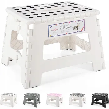 Stolička SKLÁDACÍ STOLIČKA S PROTISKLUZOVOU ÚPRAVOU PRO DĚTI DO KOUPELNY A KUCHYNĚ BÍLÁ