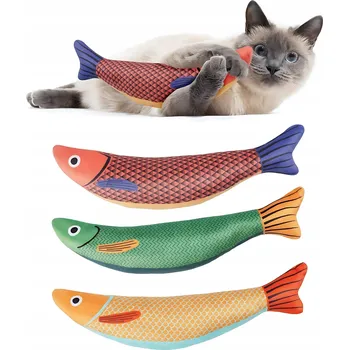 Hračka pro kočku PLYŠOVÁ HRAČKA PRO KOČKY KOŤÁTKO VE TVARU RYBY 3 KUSY ZÁBAVA