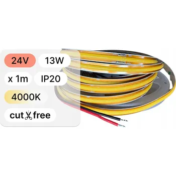 LED páska 1m LED Páska s možností zkrácení 24V COB 13W 528LED IP20 4000K 100lm/W Ra>90