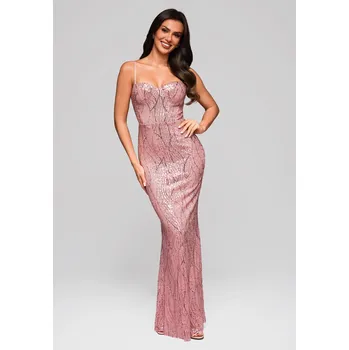 Dámské šaty Larica Společenské šaty LA-OM-DLR192 Barva: Růžová, Velikost: M