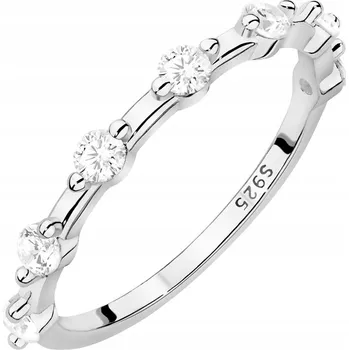 Prsten STŘÍBRNÝ PRSTÝNEK Dámský snubní prsten ryzost 925 protkaný kubickými zirkony vel. 16