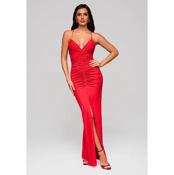 Dámské šaty Larica Společenské šaty LA-OM-DLR200 Barva: Červená, Velikost: M