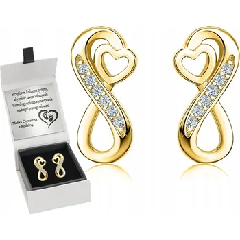 Náušnice ZLATÉ NÁUŠNICE NEKONEČNO SRDCE 925 GRAVÍROVÁNÍ
