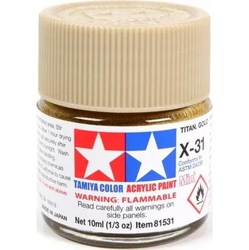 Modelářská barva MODELÁŘSKÁ BARVA AKRYLOVÁ ZLATÁ METALICKÁ TAMIYA 10ml X-31 TITANIUM GOLD
