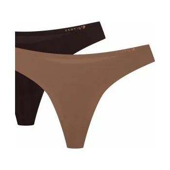 Kalhotky 2 PACK tanga Esotiq Pearls Hnědo-béžová L