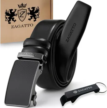 Opasek Kožený opasek pánský černý automatický široký pravá kůže ZAGATTO