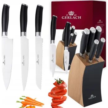 Kuchyňský nůž GERLACH SADA 7v1 KOMPLET NOŽŮ NŮŽ V BLOKU CHLEBA ŠÉFA + BROUSEK