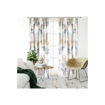 Obraz Hotový závěs 250x145cm bílý s béžovo-šedými listy