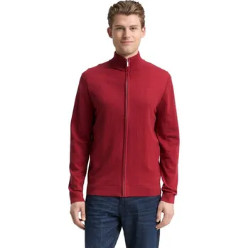 Pánský svetr TOM TAILOR® BAVLNĚNÝ PROPÍNACÍ SVETR -ČERVENÝ