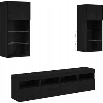 Televizní stolek TV nástěnné jednotky s LED 5 pcs Černý dub 40,5 x 30 x 90 cm