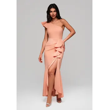 Dámské oblečení Larica Společenské šaty LA-OM-DLR168 Barva: Oranžová, Velikost: XL