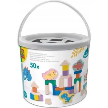 ostatní stavebnice SES CREATIVE Dřevěné stavebnice Dinosauři - 50 dílků v kyblíku 13204