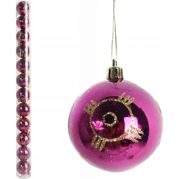 Vánoční dekorace SADA VÁNOČNÍCH OZDOB 12 KUSŮ RŮŽOVÉ PLASTOVÉ BAŇKY NA STROMEČEK