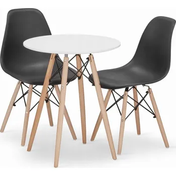 Jídelní stůl Sada kulatý stůl TODI 60 bílá + 2 židle OSAKA černé