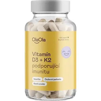 Přírodní produkt OlaOla Vitamíny D3 (200 IU) a K2 podporující imunitu,100 kapslí