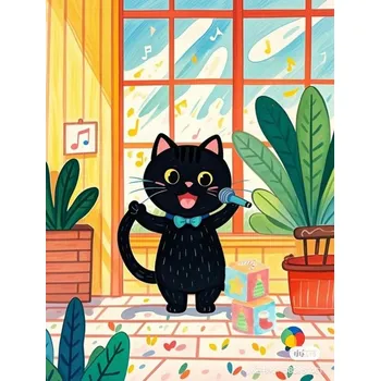 Malování podle čísel 40x50cm Zpívající kotě /Koh-I-Noor