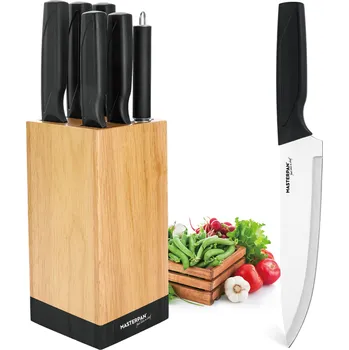 Sada Kuchyňských Nožů v Dřevěném Bloku 6 ks + Ořezávátko